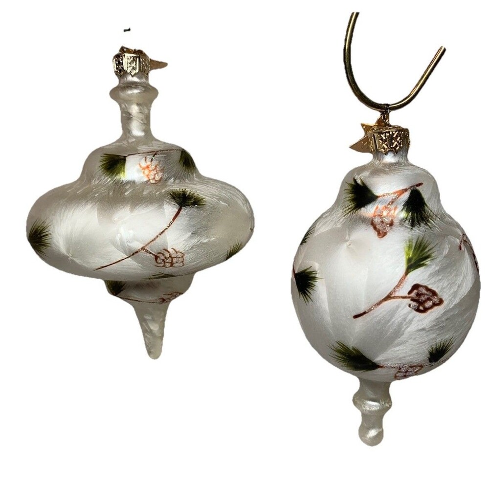 W.C. Angel Tag Christmas Ornaments Pine Cone And Pine White Holiday Decor